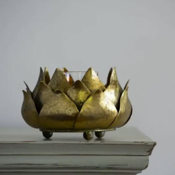 greige Golden Artichoke Candle-Holder