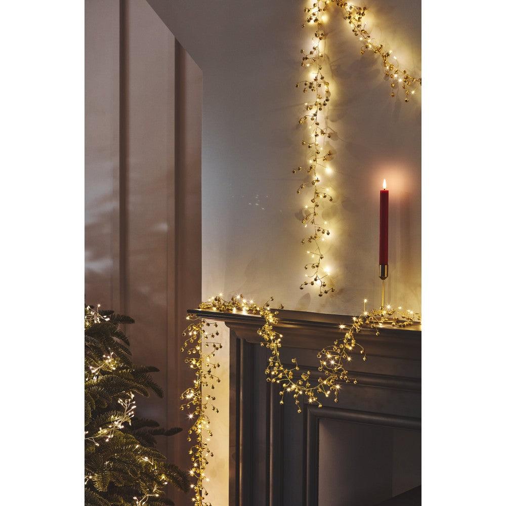 Greige Golden Bells LED Light Garland