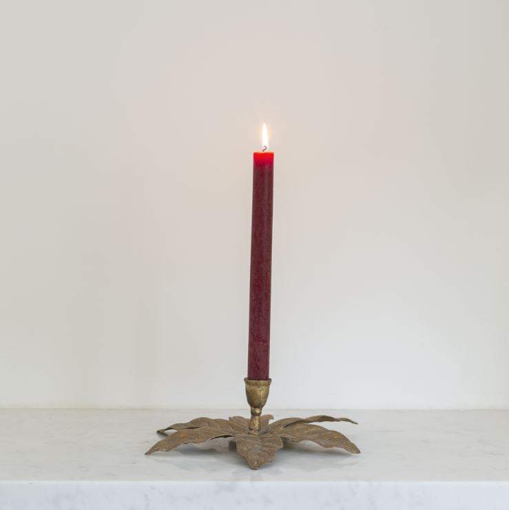 Greige Golden Palm Candle Holder