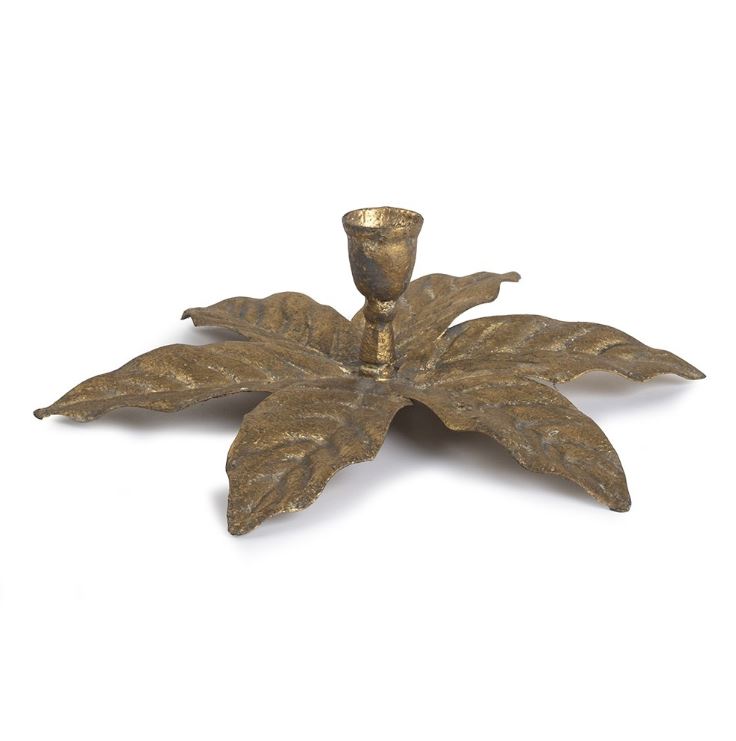 Greige Golden Palm Candle Holder