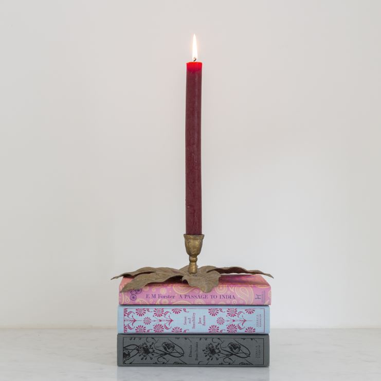 greige Golden Palm Candle Holder