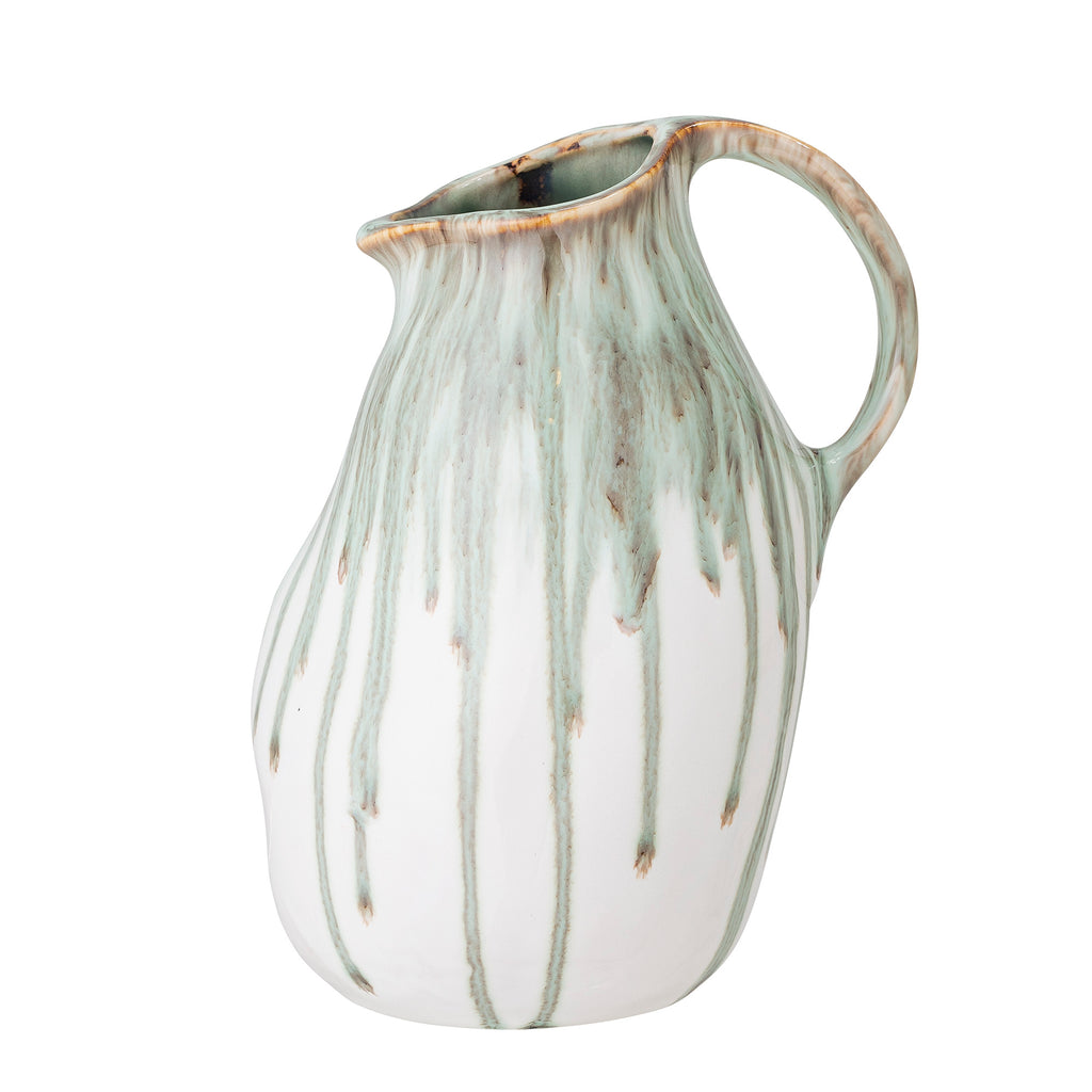 greige Green Drip Stoneware Vase