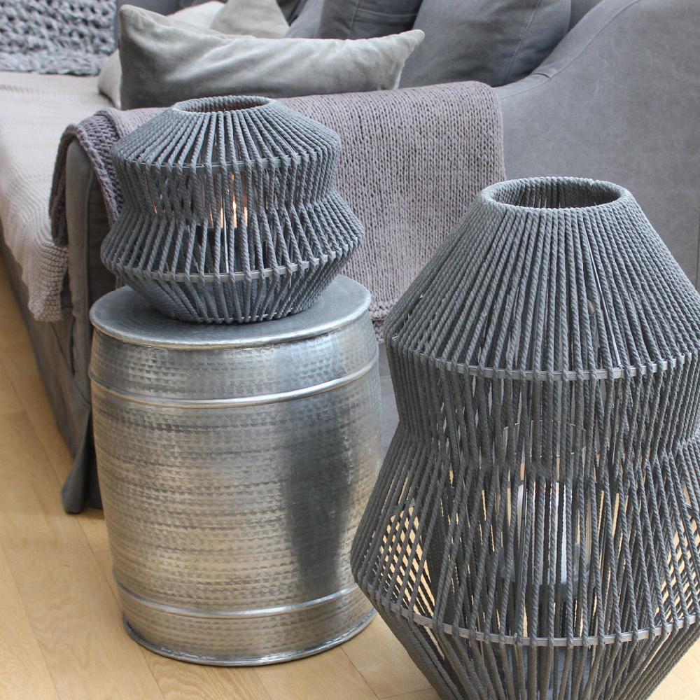 Greige Grey Rope Lantern - Two Sizes