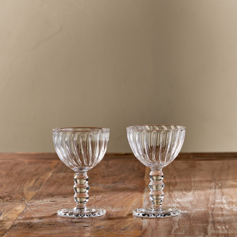 Greige Grooved And Ribbed Borosilicate Glassware