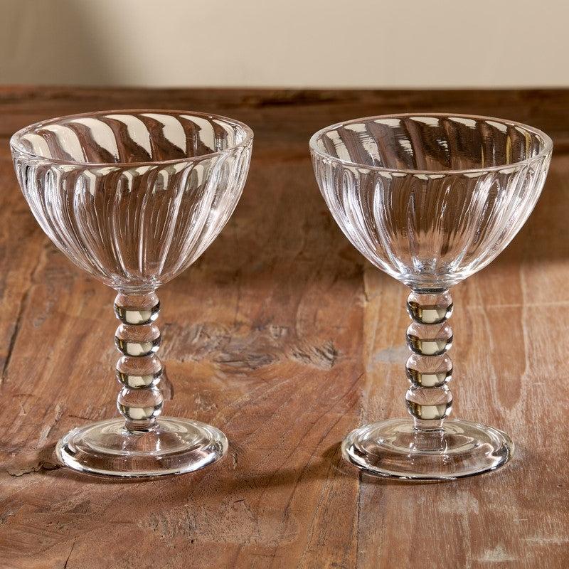 Greige Grooved And Ribbed Borosilicate Glassware