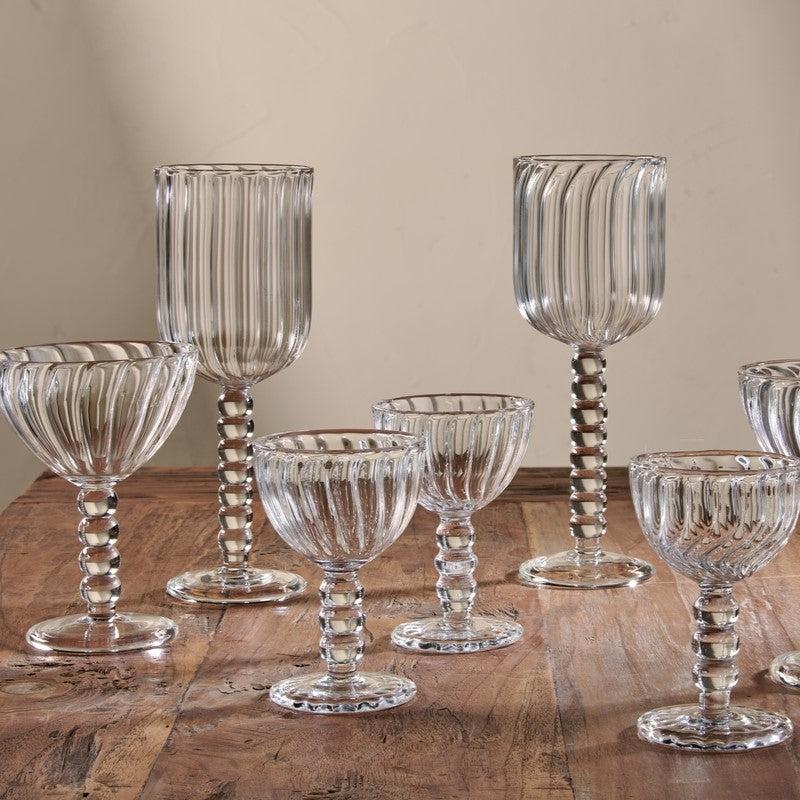greige Grooved and Ribbed Borosilicate Glassware