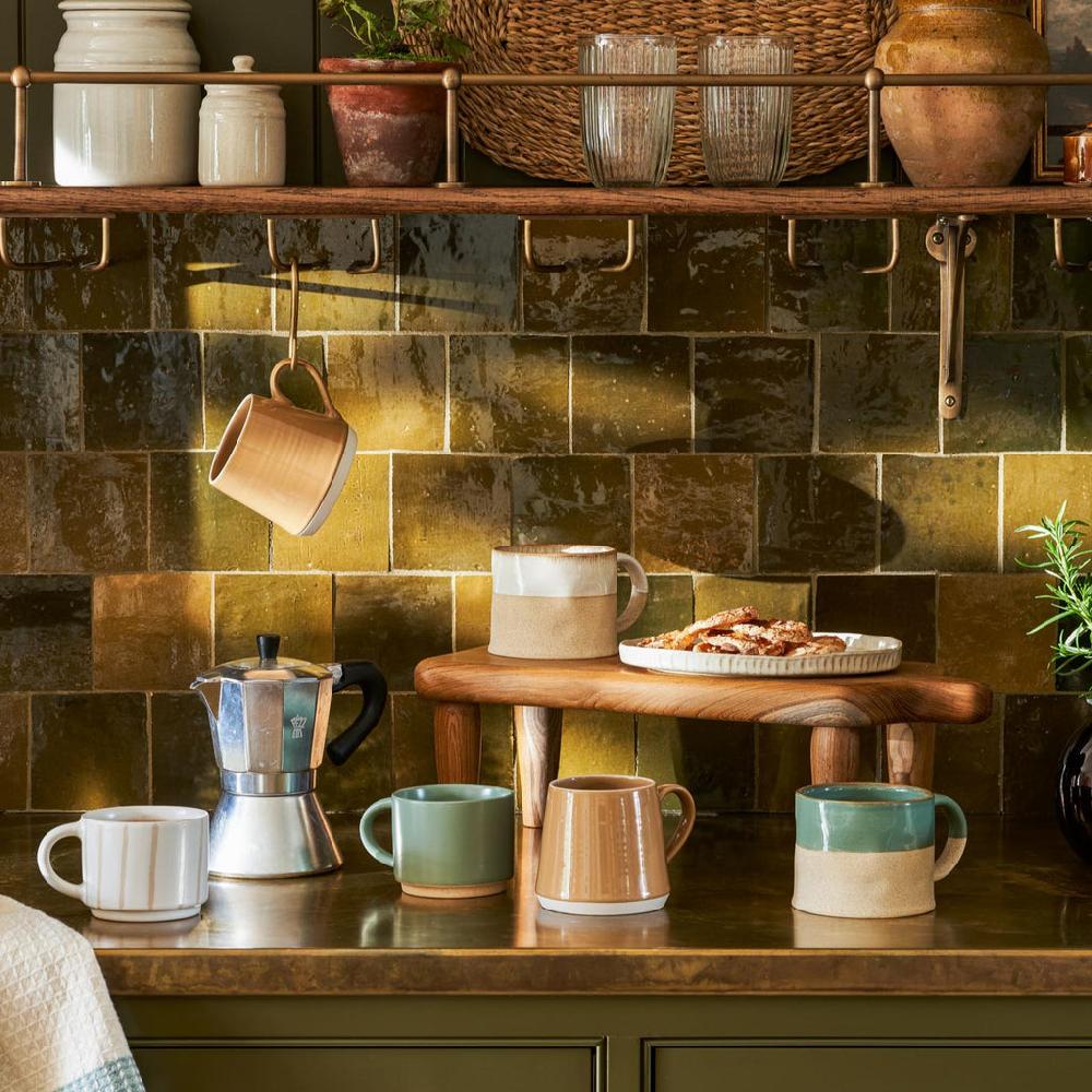 Greige Half Glazed Mug - Rosemary - Set Of Two