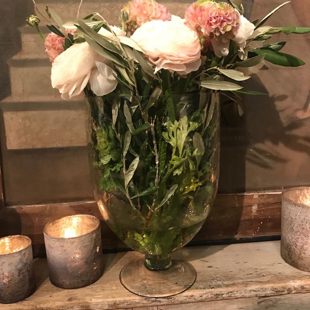 Greige Hammered Glass Hurricane Or Vase - Two Sizes