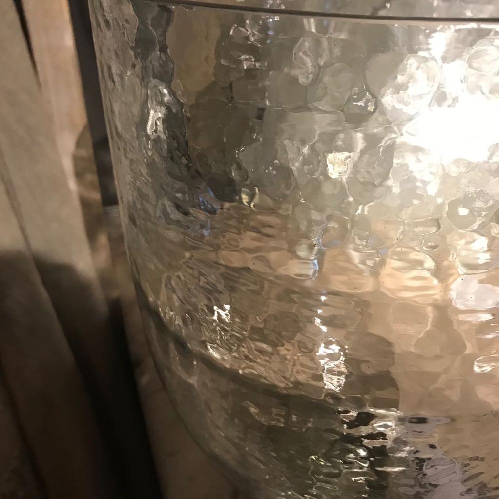 Greige Hammered Glass Hurricane Or Vase - Two Sizes