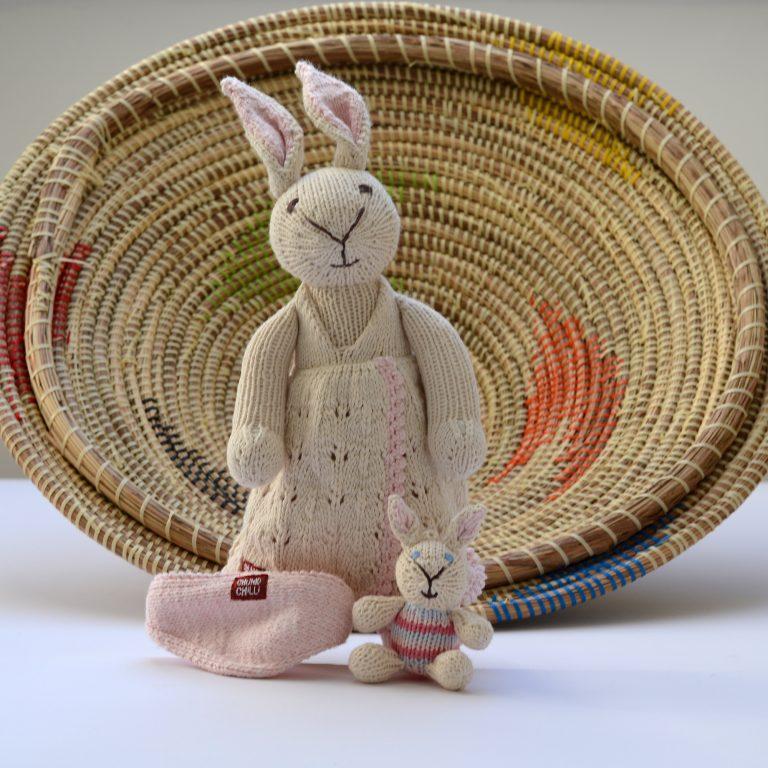 Greige Hand-Knitted Rabbit With Baby Soft Toy