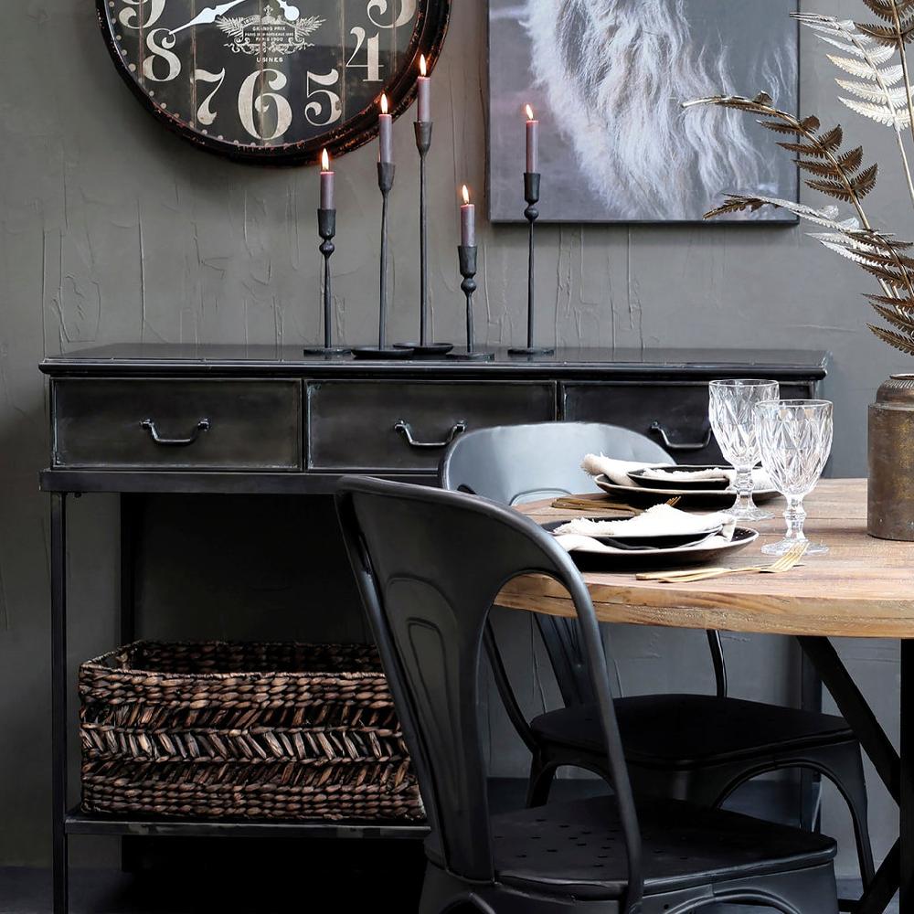 Greige Handmade Black Iron Candlestick - Three Sizes