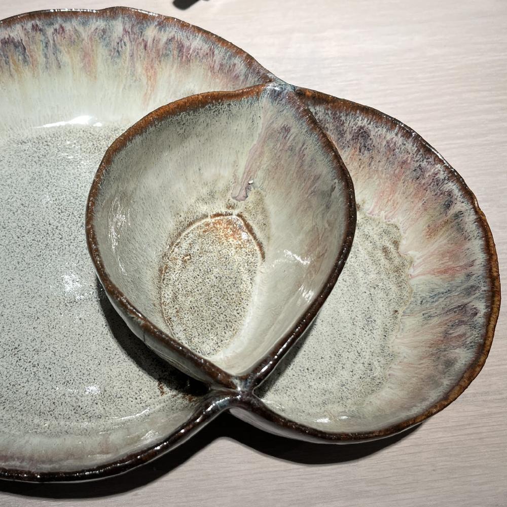 Greige Handmade Brown Hued Stoneware Dip Bowl