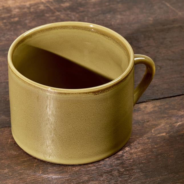 greige Handmade Ceramic Mug - Kalini - Green - Large