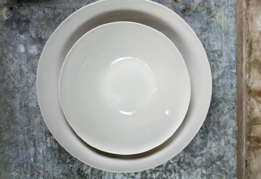 Greige Handmade Ceramic Serving Bowls From Vietnam