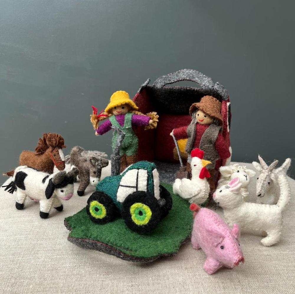 greige Handmade Felt Farm Set - Fairtrade