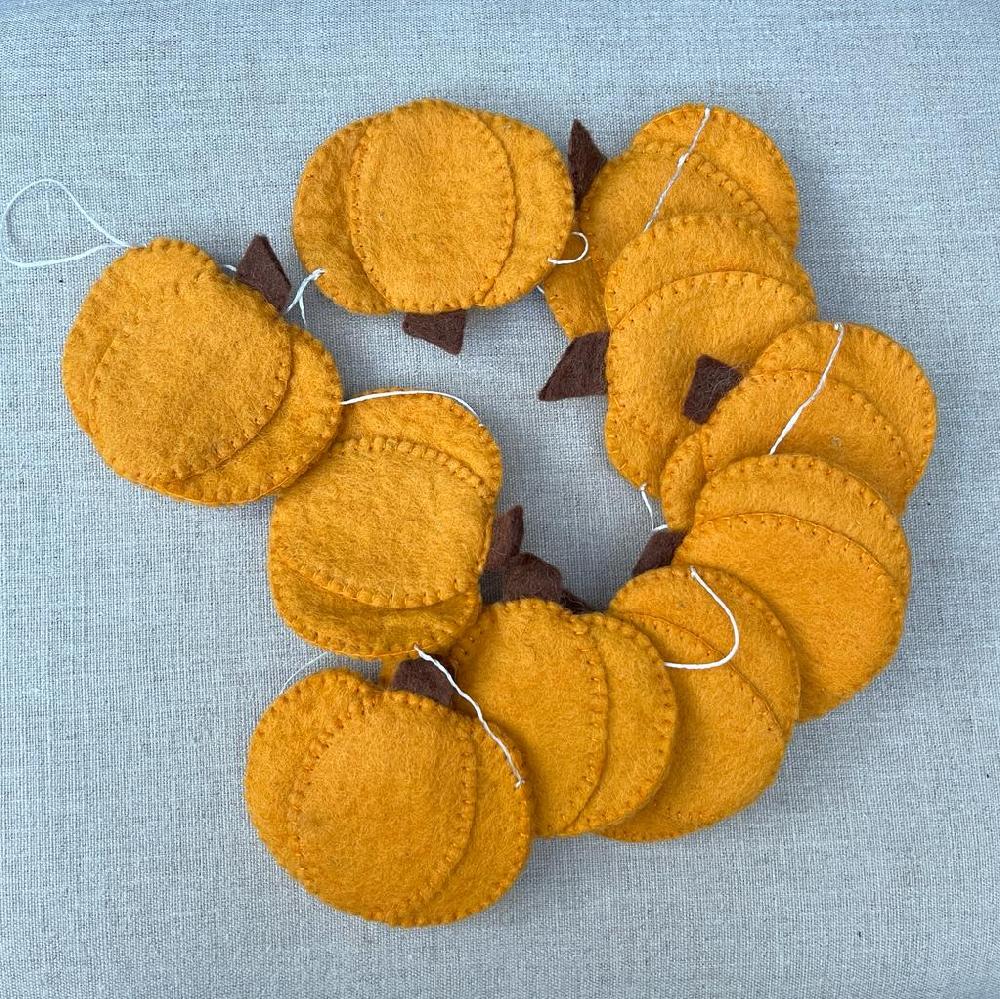Greige Handmade Felt Pumpkin Garland - Fairtrade
