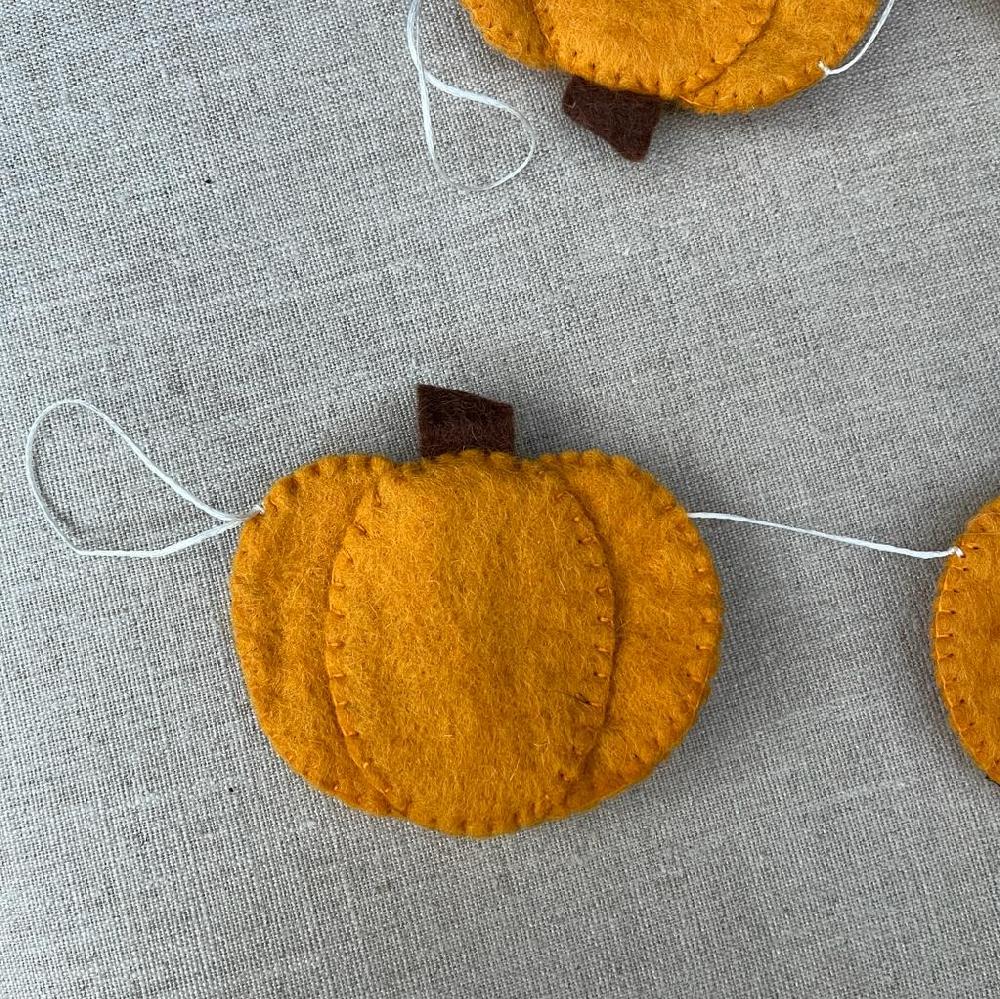 greige Handmade Felt Pumpkin Garland - Fairtrade
