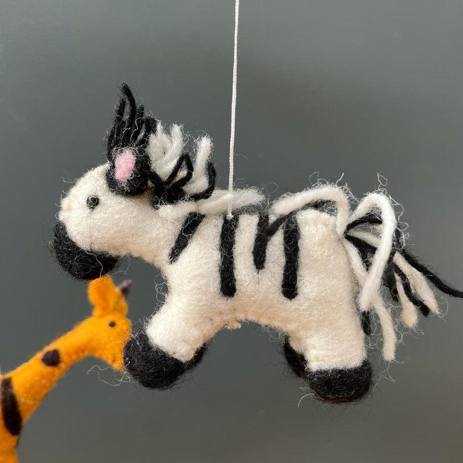 Greige Handmade Felt Zoo Animals Mobile - Fairtrade
