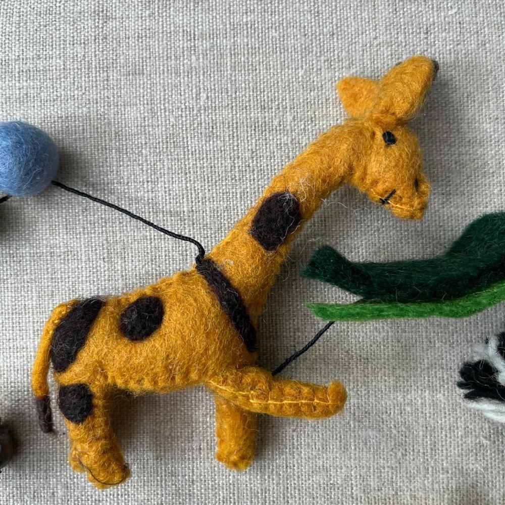Greige Handmade Felt Zoo Animals String - Fairtrade