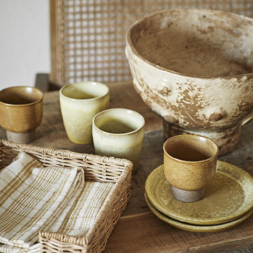 Greige Handmade Papier Mache Bowl With Bobbles