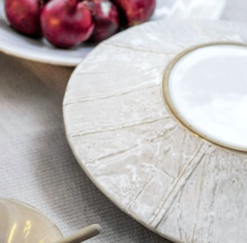 Greige Handmade Rustic Ceramic Meze Plate
