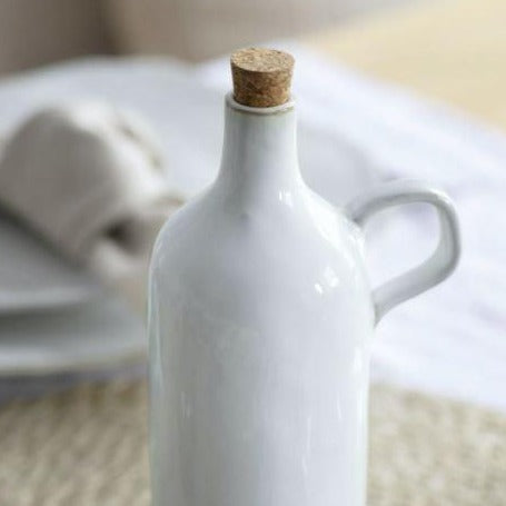 Greige Handmade Rustic Ceramic Oil Bottle
