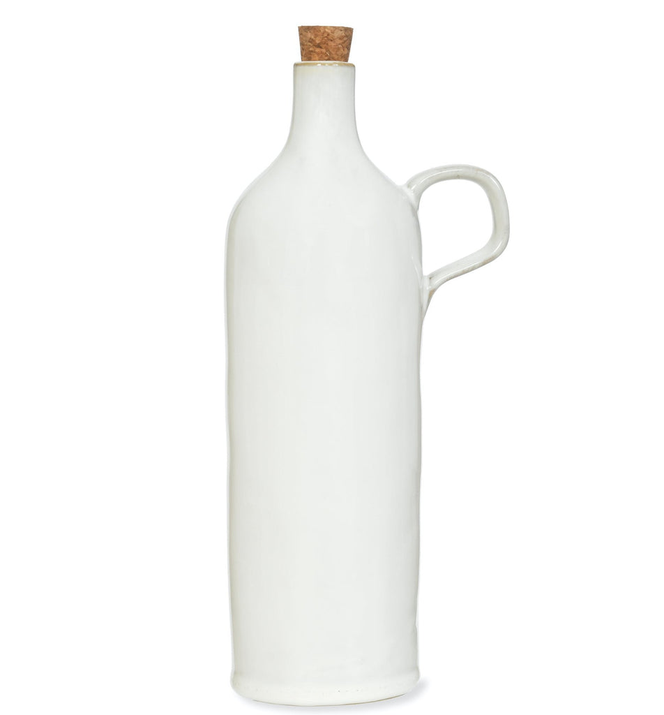 Greige Handmade Rustic Ceramic Oil Bottle