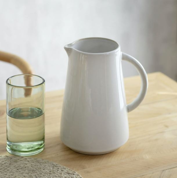 greige Handmade Rustic Ceramic Pitcher
