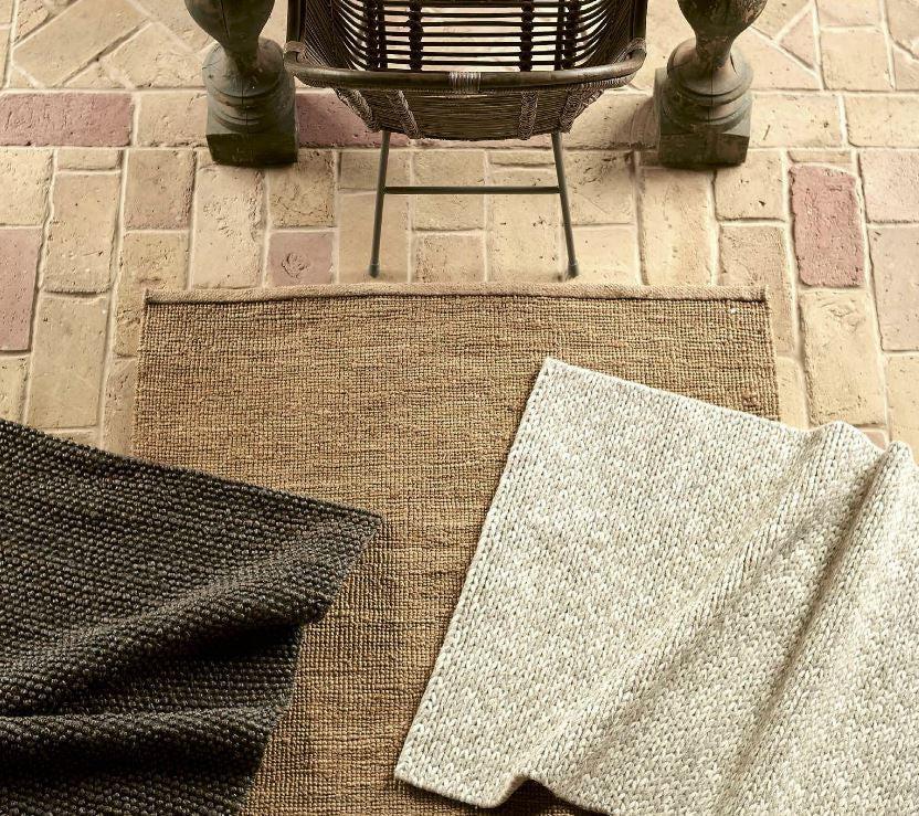 greige Handmade Wool & Cotton Rug - Cream/Grey