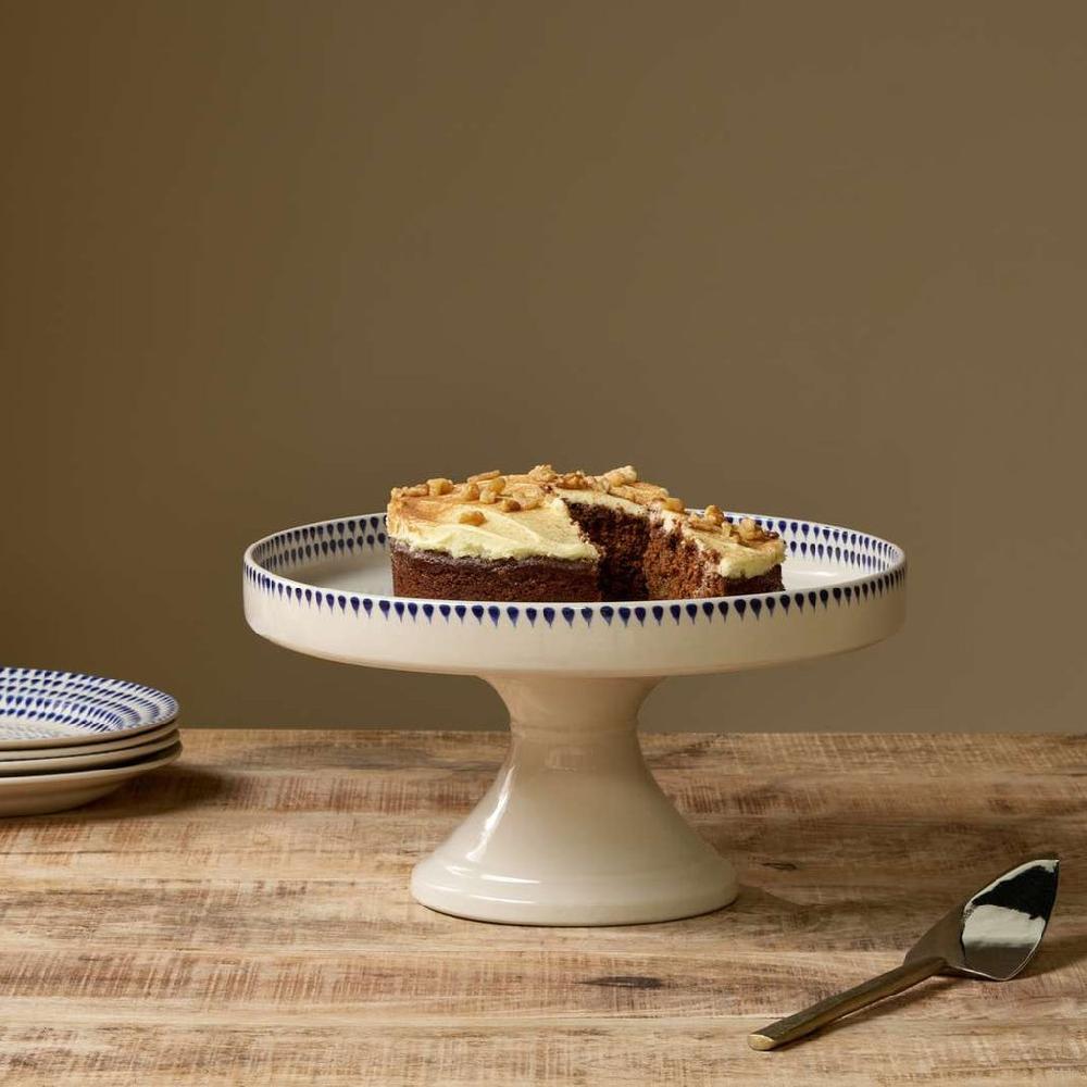 greige Handpainted Teardrop Design Ceramic Stand