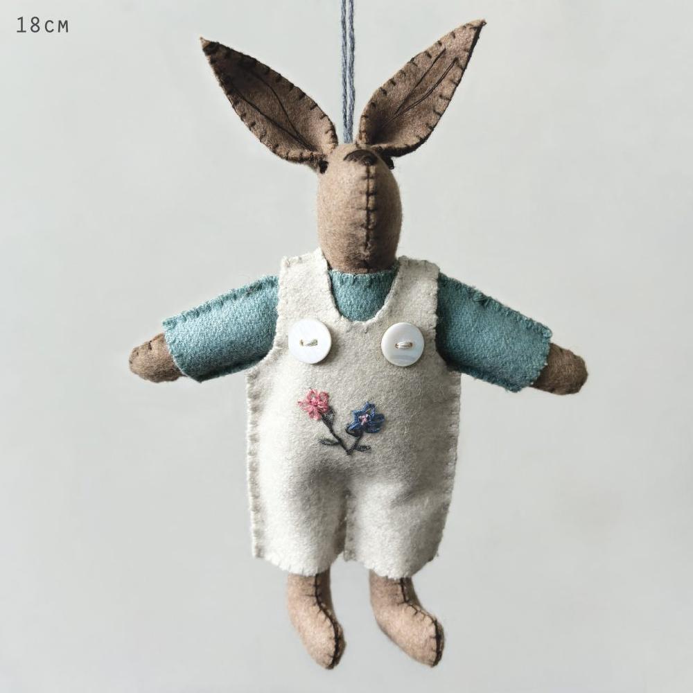 Greige Hanging Felt Rabbit - Various Options - 18cm