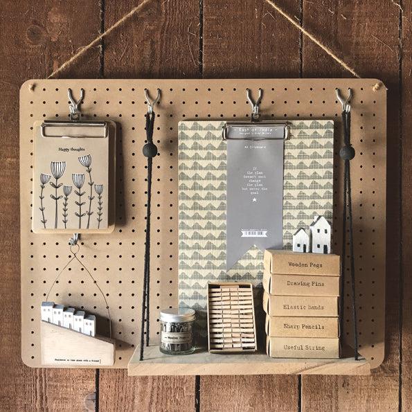 Greige Hanging Wood Shelf For Pegboard - Two Sizes