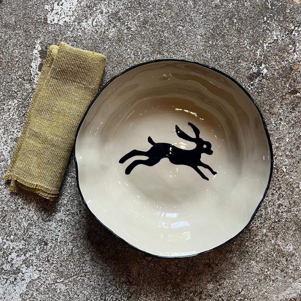Greige Hare Stoneware Bowl - 31cm
