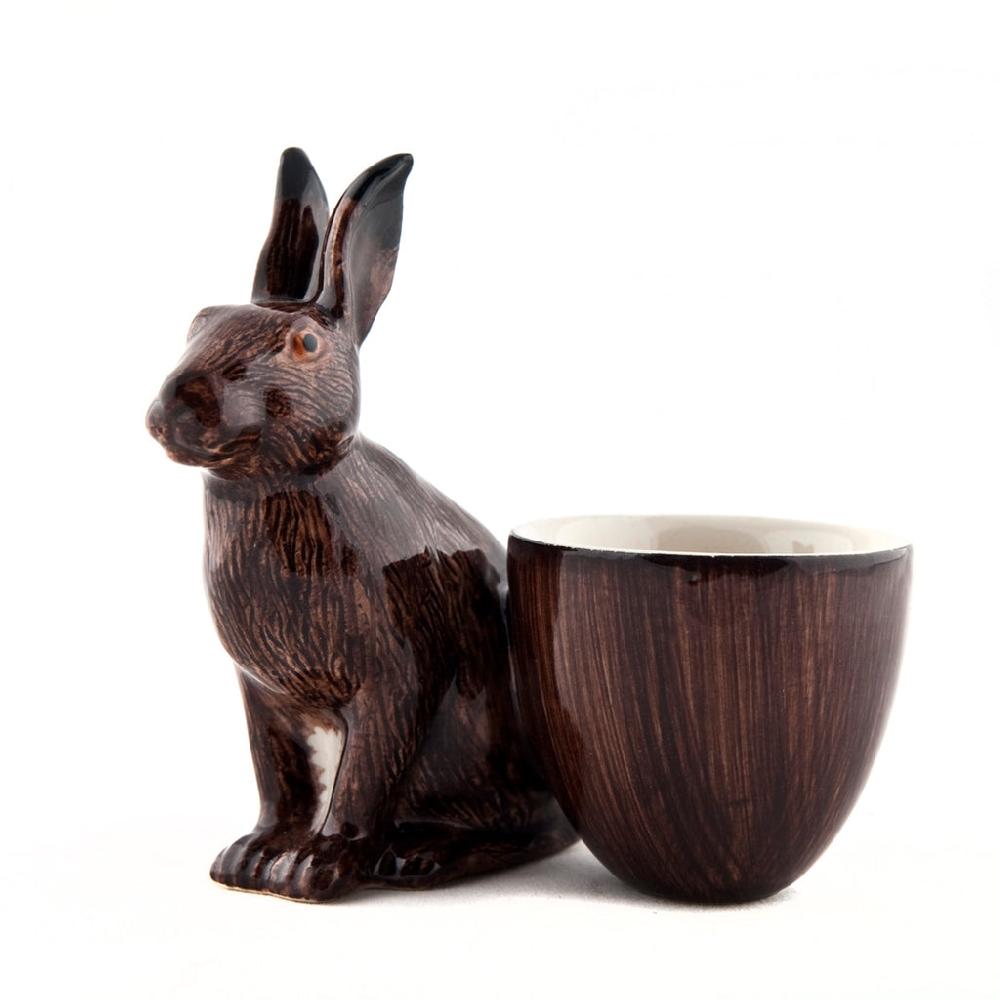 Greige Hare With Egg Cup By Quail Ceramics