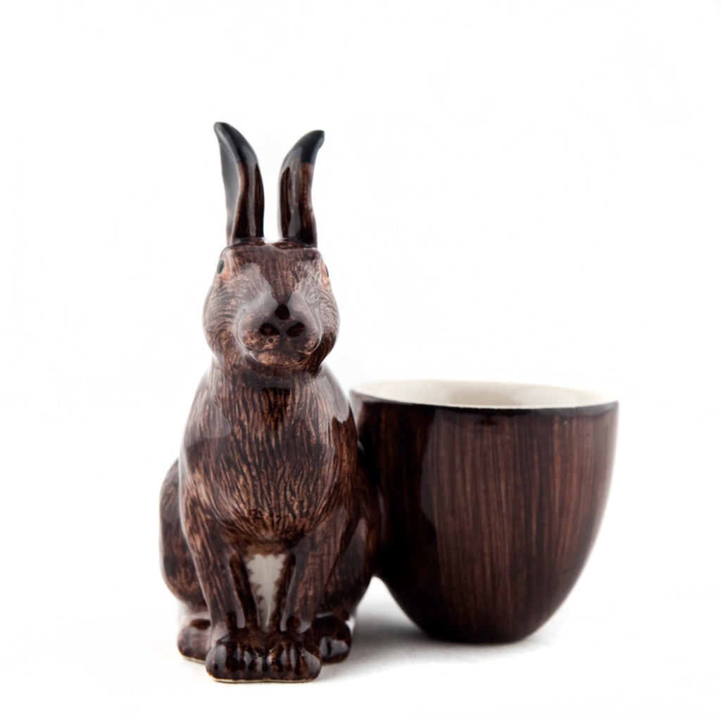 Greige Hare With Egg Cup By Quail Ceramics