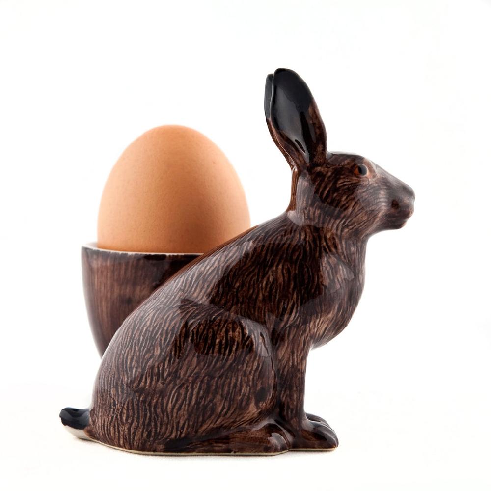 greige Hare with Egg Cup by Quail Ceramics