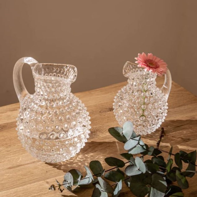 Greige Hobnail Jug - 1L Round - Clear