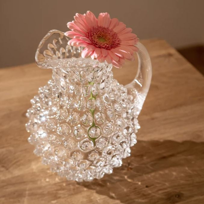 greige Hobnail Jug - 1L Round - Clear