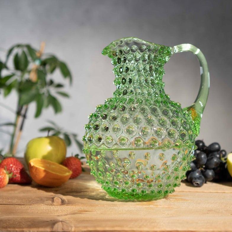 Greige Hobnail Jug - 1L Round- Light Green