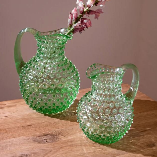 Greige Hobnail Jug - 1L Round- Light Green