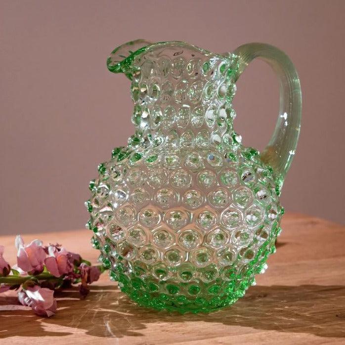 greige Hobnail Jug - 1L Round- Light Green