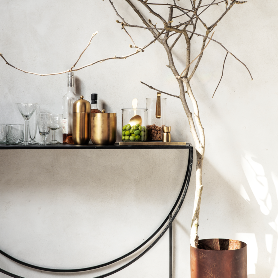 Greige Ice Bucket Or Wine Cooler - Brass Finish