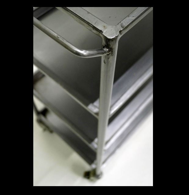 Greige Industrial Metal Trolley