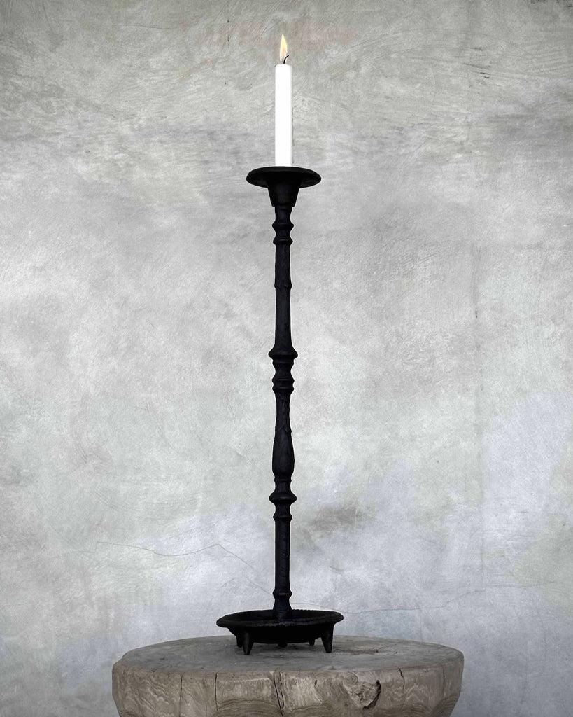 Greige Ira Tall Cast Iron Candlestick