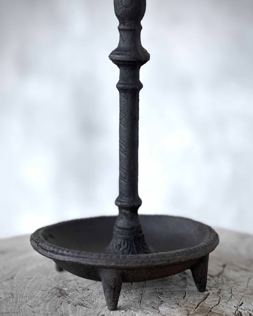 Greige Ira Tall Cast Iron Candlestick