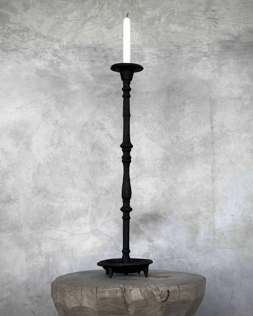 greige Ira Tall Cast Iron Candlestick
