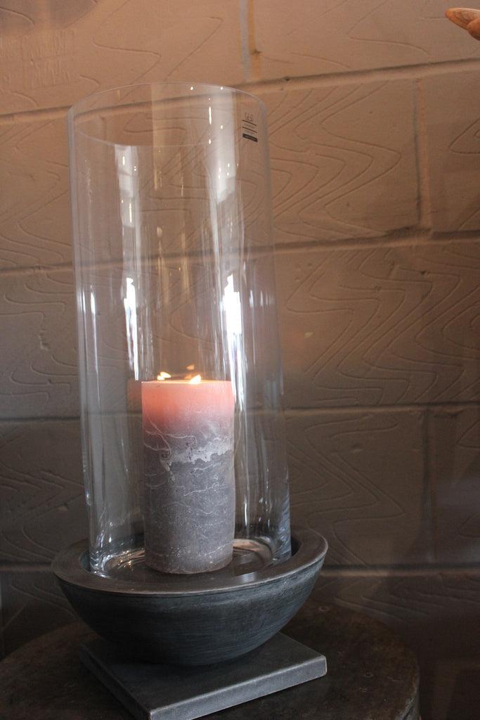 Greige Iron Based Hurricane Or Vase