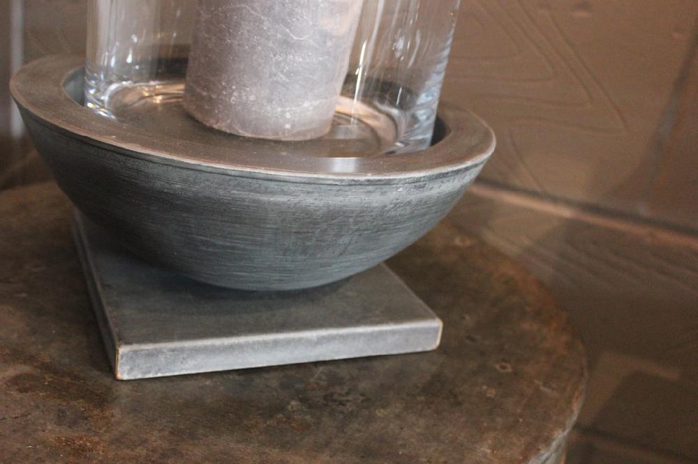 Greige Iron Based Hurricane Or Vase