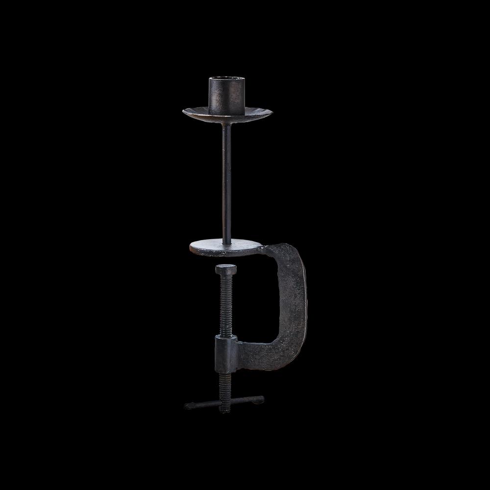 Greige Iron Clamp Candle Holder For Dinner Candle