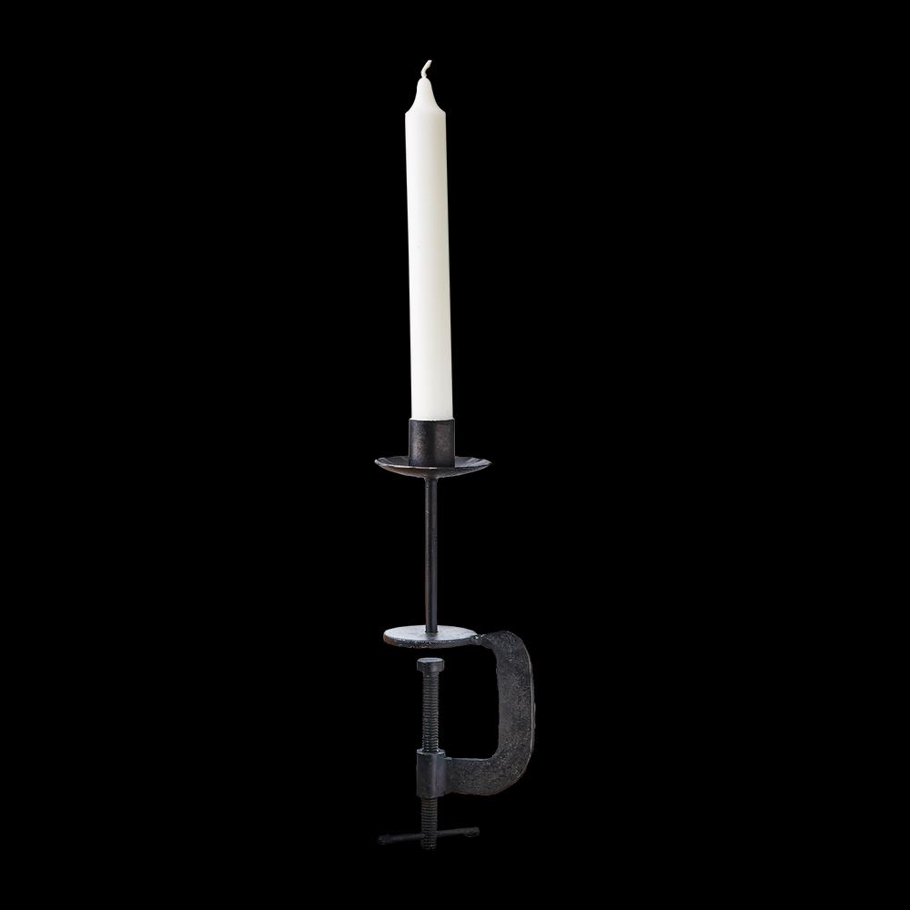 greige Iron Clamp Candle Holder for Dinner Candle